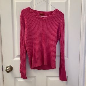 Merona Magenta Pink V-Neck Knit Sweater